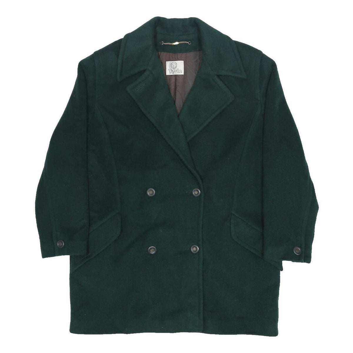 VIYELLA Womens Green Wool Blend Button Jacket UK 14 Classic Regular Fit Plain