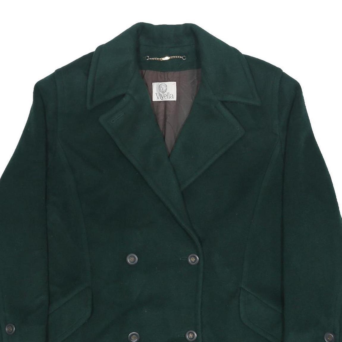 VIYELLA Womens Green Wool Blend Button Jacket UK 14 Classic Regular Fit Plain