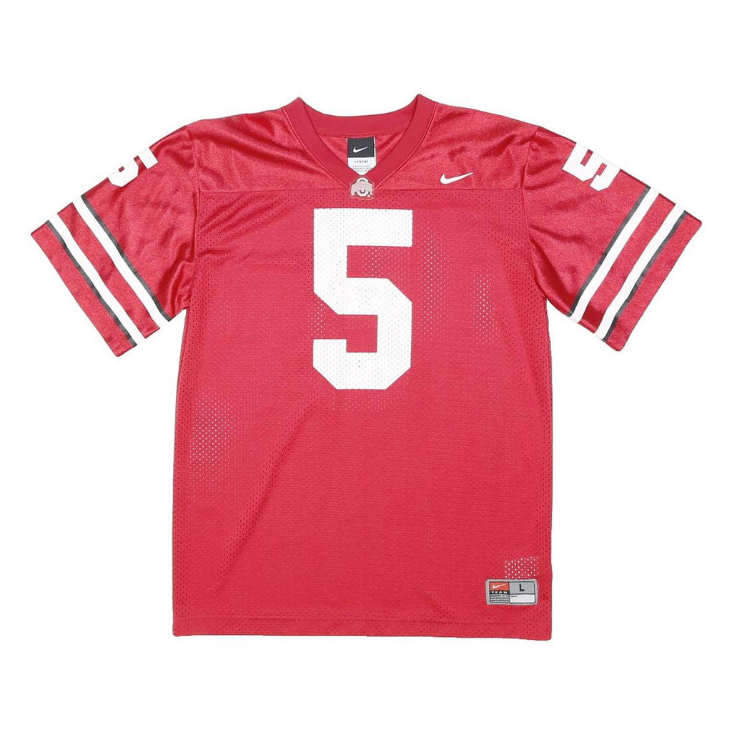 NIKE Boys Red Football Shirt 16Y Short Sleeve Crew Neck Number 5