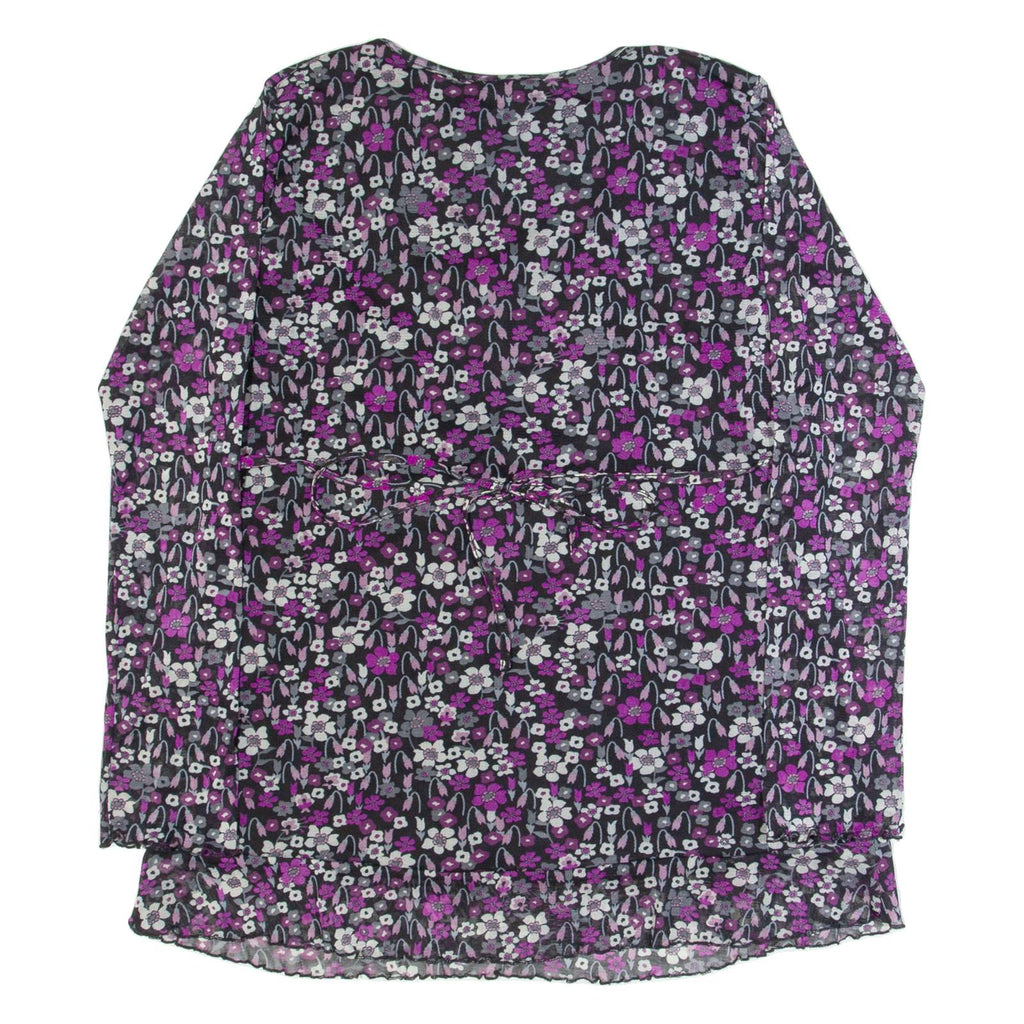YESSICA Womens Printed Top Pink V-Neck Long Sleeve Floral L