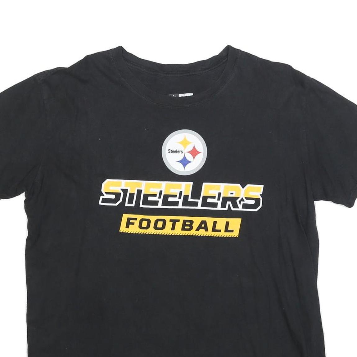 NFL Mens Black Steelers Football Graphic T-Shirt L Short Sleeve Crew Neck