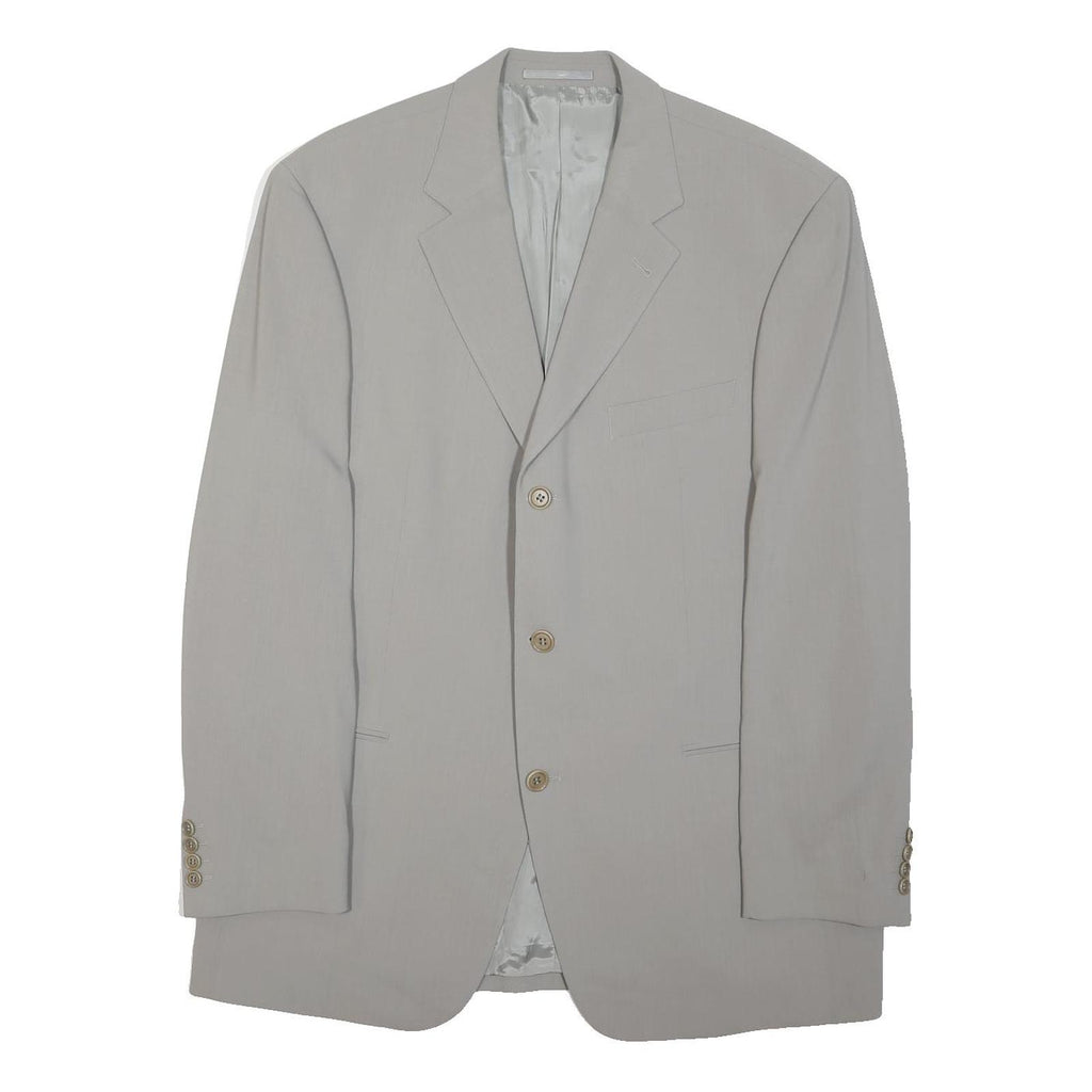 BOSS HUGO BOSS Mens Grey Wool Blend Tailored Jacket XL Button Closure Plain