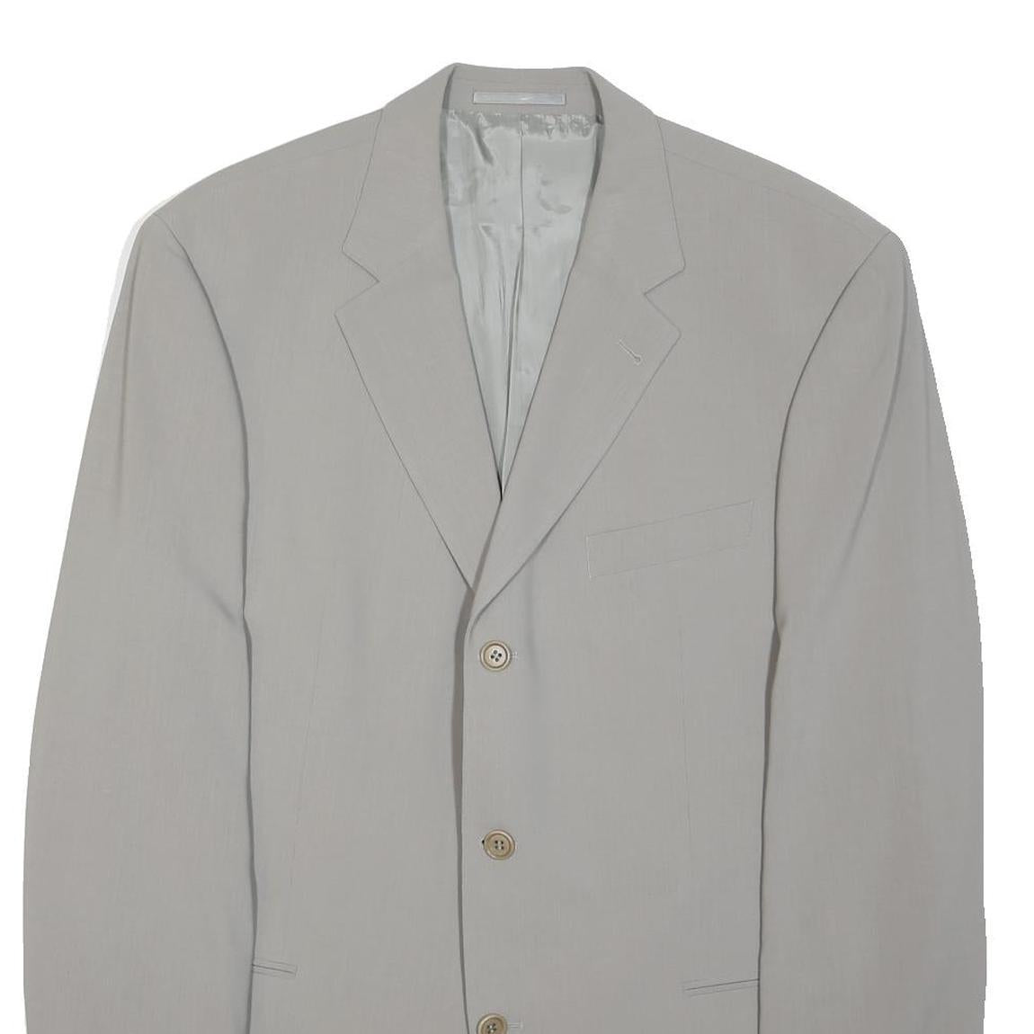BOSS HUGO BOSS Mens Grey Wool Blend Tailored Jacket XL Button Closure Plain