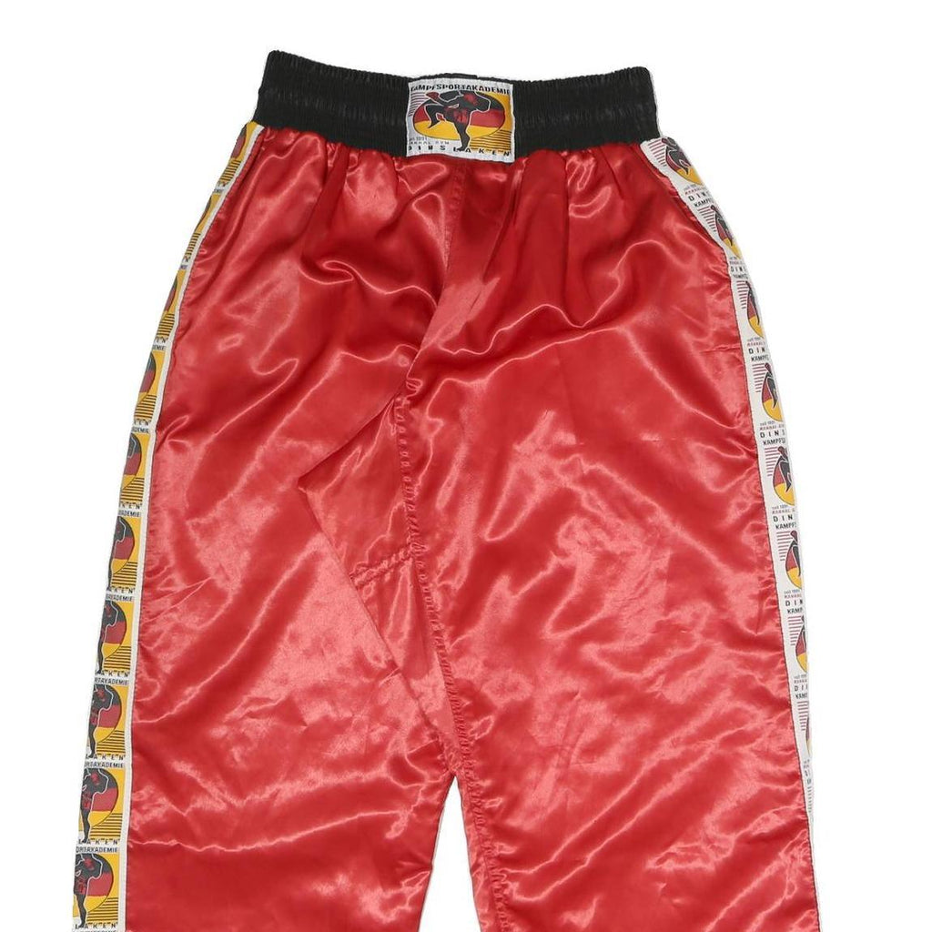 DINSLAKEN Mens Joggers Red With Black Logo Stripe Regular Tapered M W25 L27