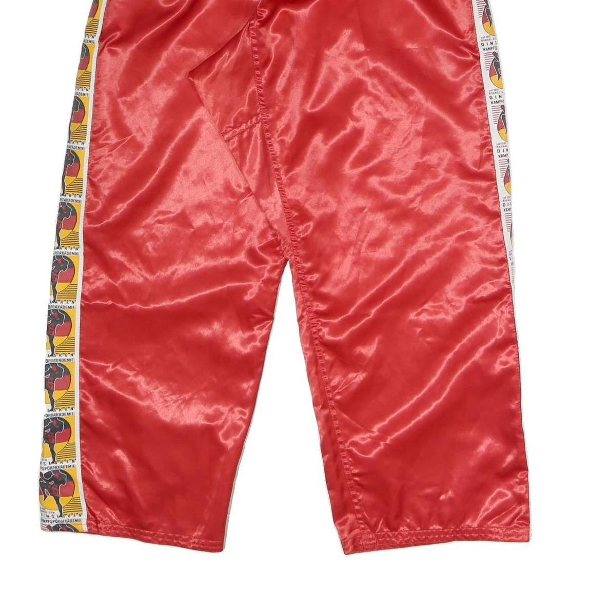 DINSLAKEN Mens Joggers Red With Black Logo Stripe Regular Tapered M W25 L27