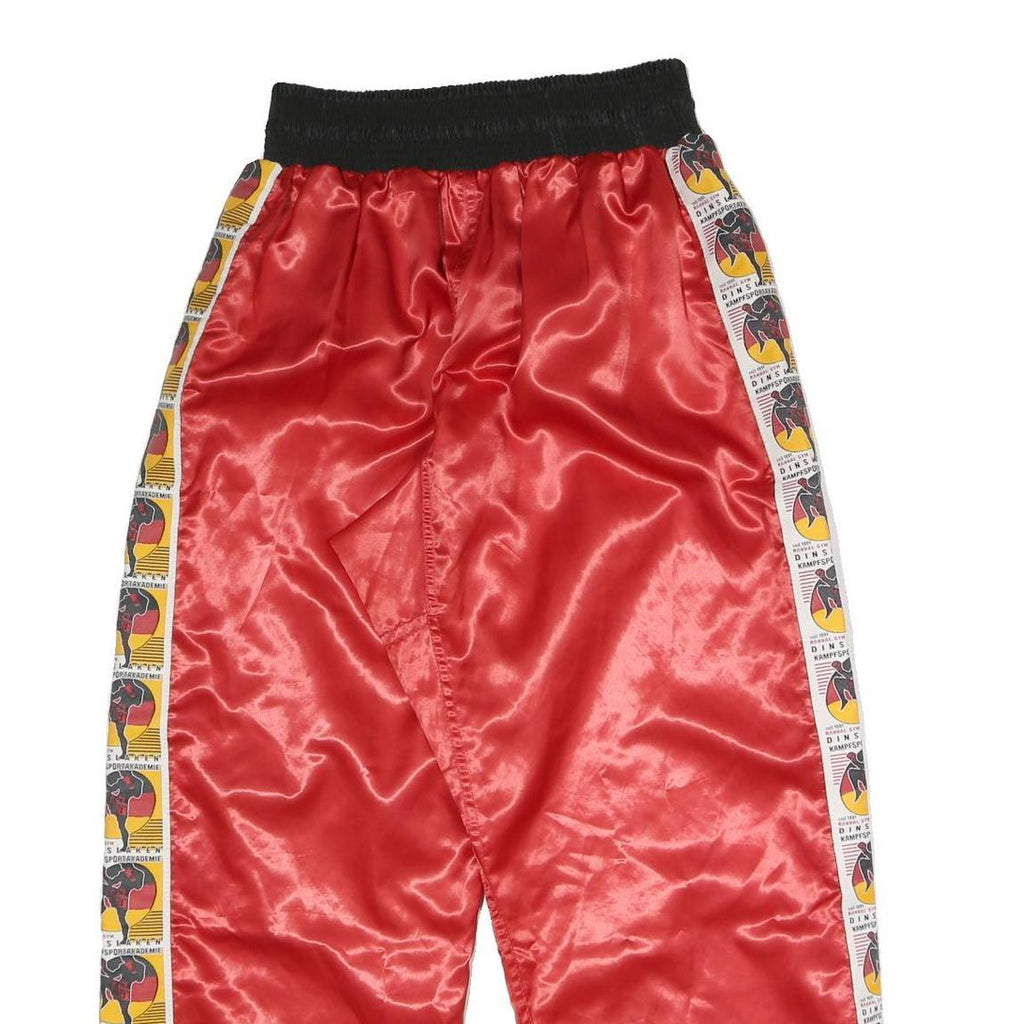 DINSLAKEN Mens Joggers Red With Black Logo Stripe Regular Tapered M W25 L27