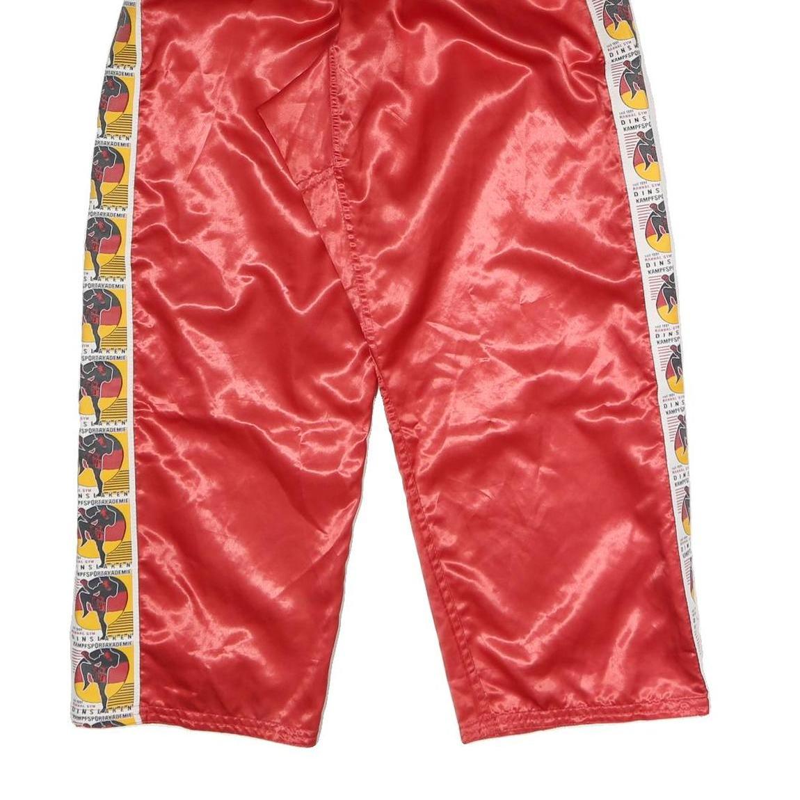 DINSLAKEN Mens Joggers Red With Black Logo Stripe Regular Tapered M W25 L27