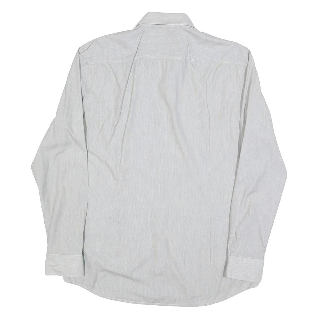 HUGO BOSS Mens White Cotton Blend Shirt L Classic Button Collar Long Sleeve
