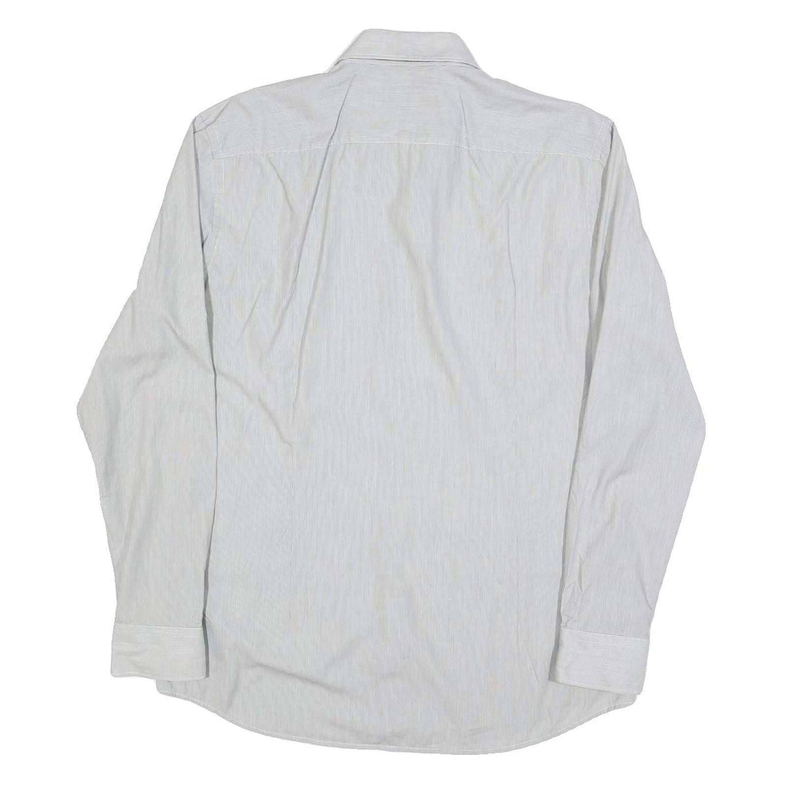 HUGO BOSS Mens White Cotton Blend Shirt L Classic Button Collar Long Sleeve