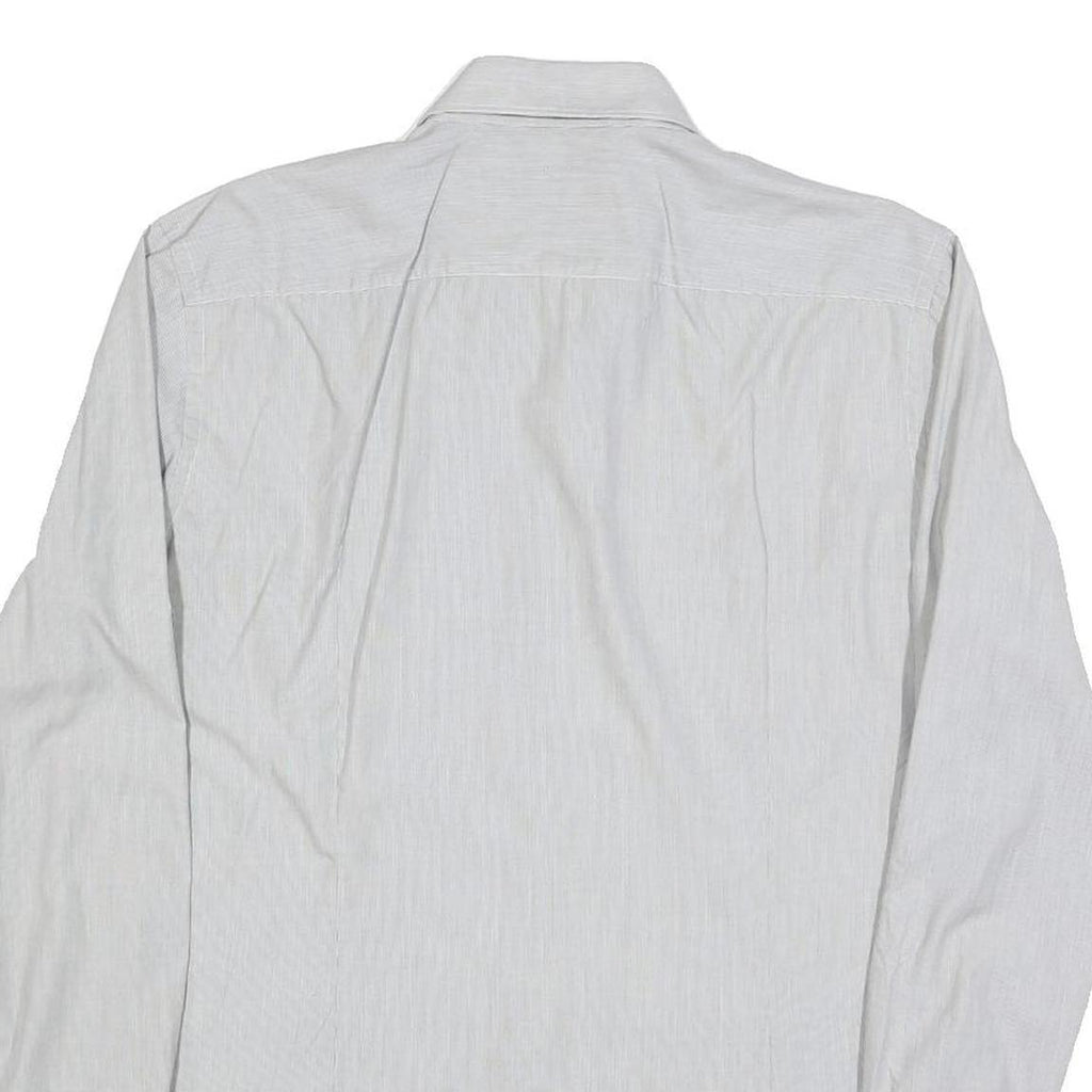 HUGO BOSS Mens White Cotton Blend Shirt L Classic Button Collar Long Sleeve
