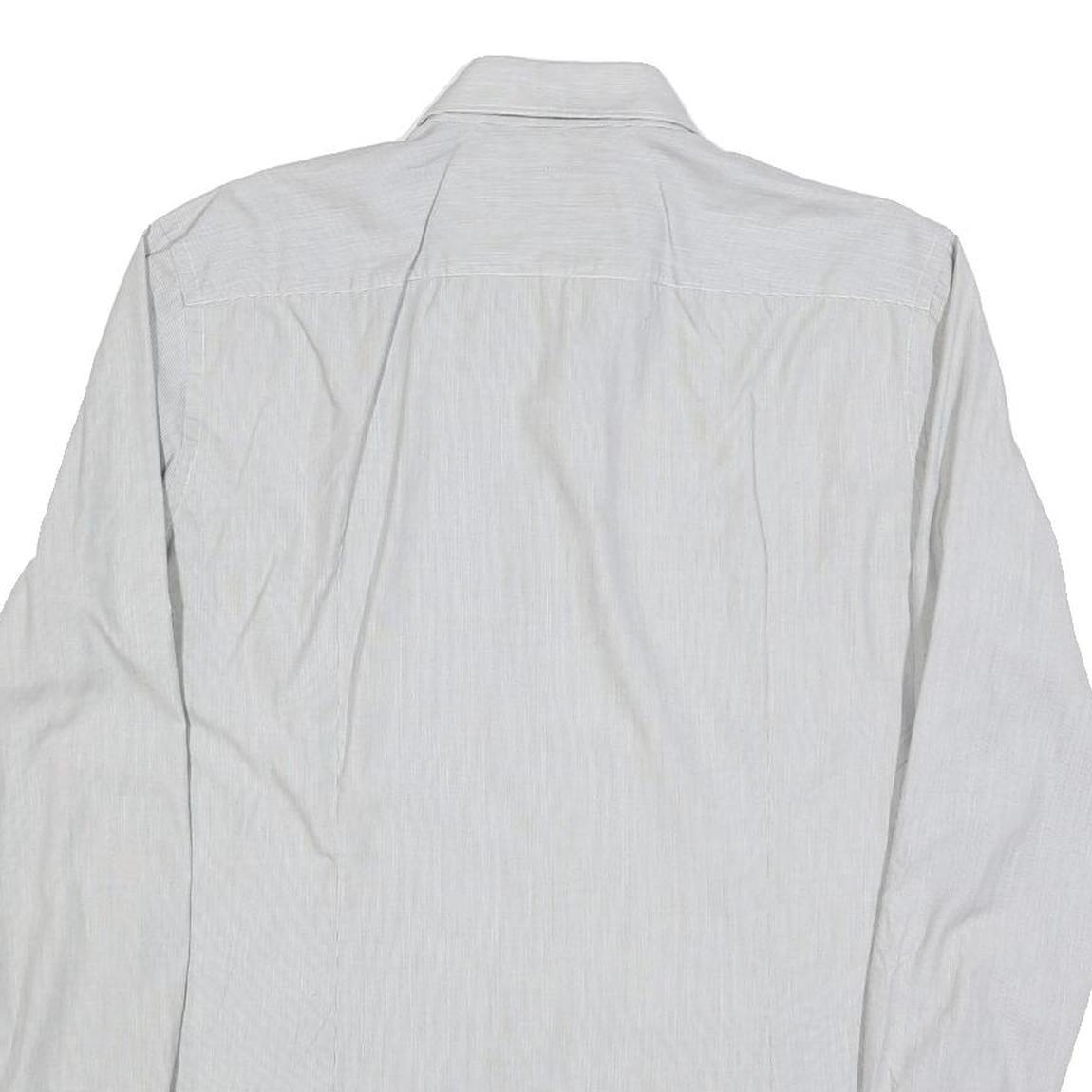 HUGO BOSS Mens White Cotton Blend Shirt L Classic Button Collar Long Sleeve