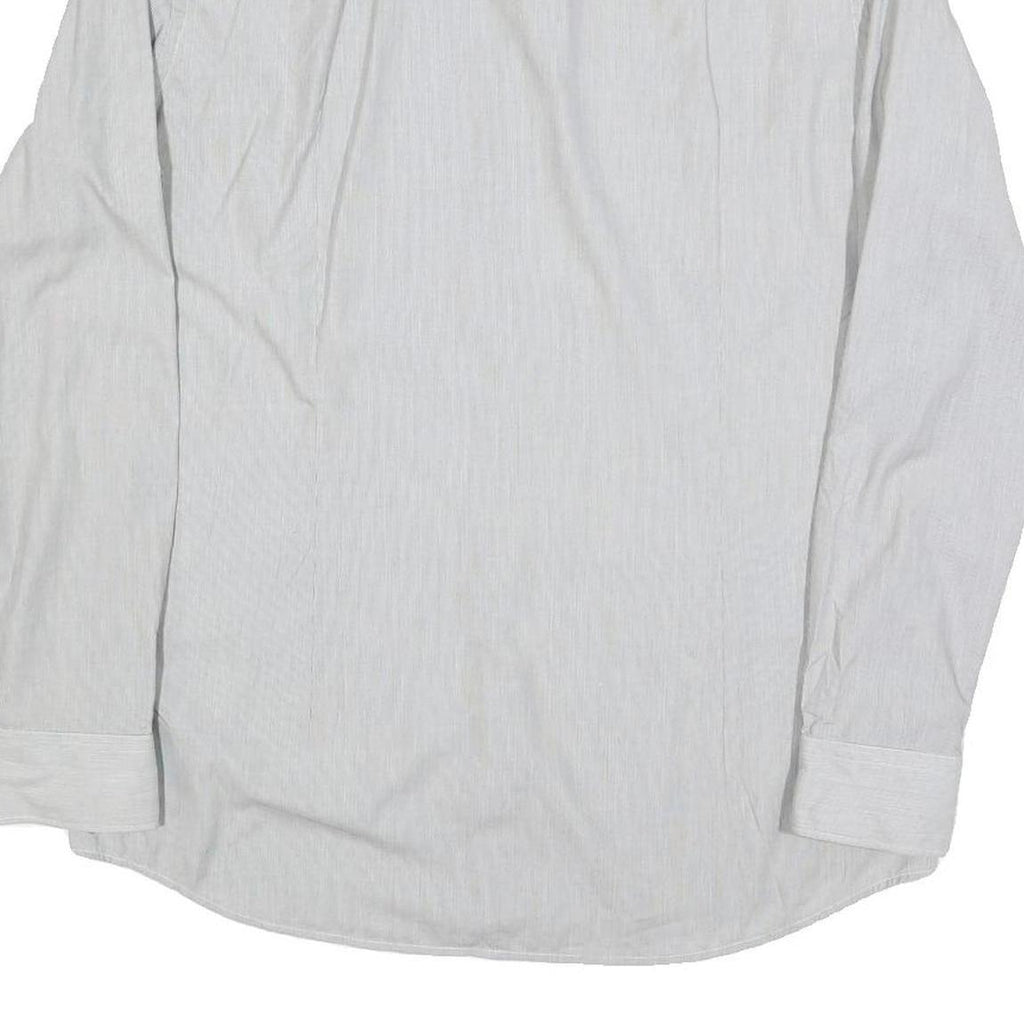 HUGO BOSS Mens White Cotton Blend Shirt L Classic Button Collar Long Sleeve