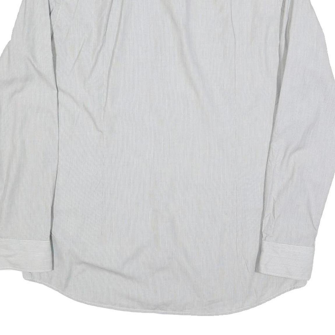 HUGO BOSS Mens White Cotton Blend Shirt L Classic Button Collar Long Sleeve