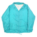 Womens Blue Nylon Button Jacket M Plain Casual Lightweight Outerwear