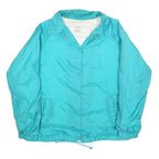Womens Blue Nylon Button Jacket M Plain Casual Lightweight Outerwear