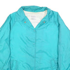 Womens Blue Nylon Button Jacket M Plain Casual Lightweight Outerwear