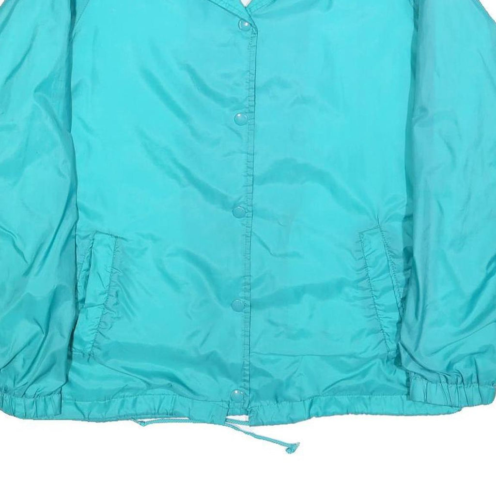 Womens Blue Nylon Button Jacket M Plain Casual Lightweight Outerwear