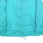 Womens Blue Nylon Button Jacket M Plain Casual Lightweight Outerwear