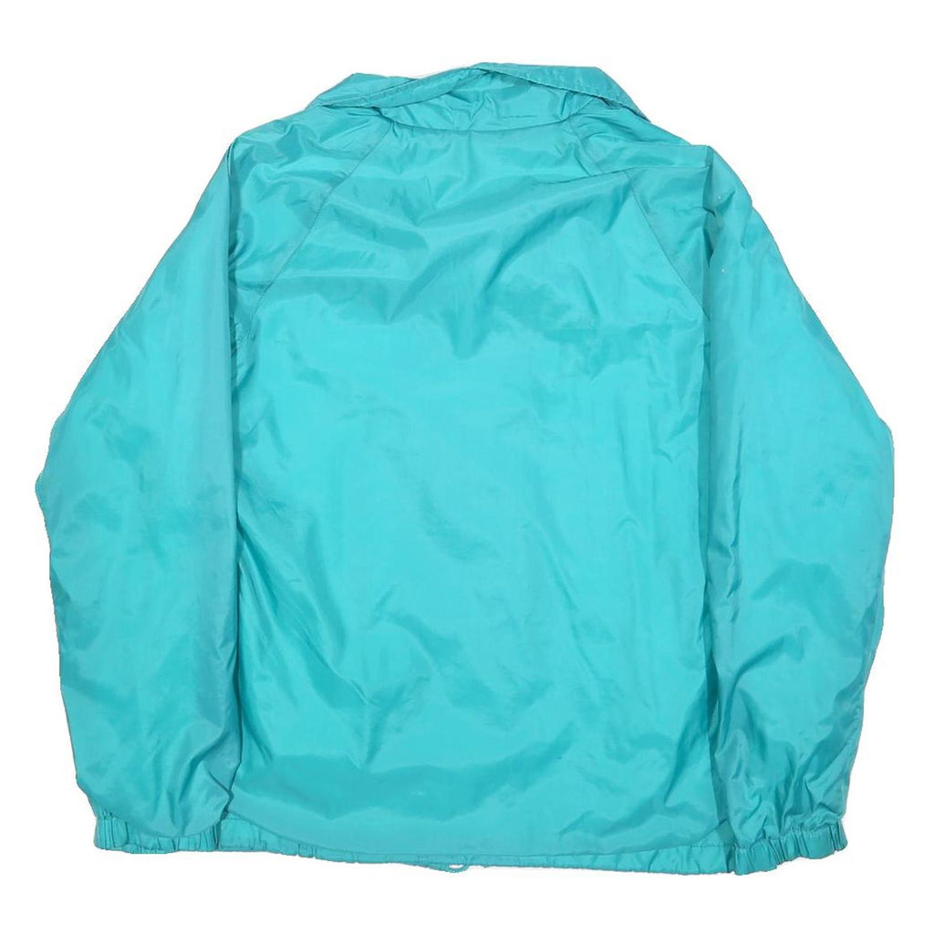 Womens Blue Nylon Button Jacket M Plain Casual Lightweight Outerwear