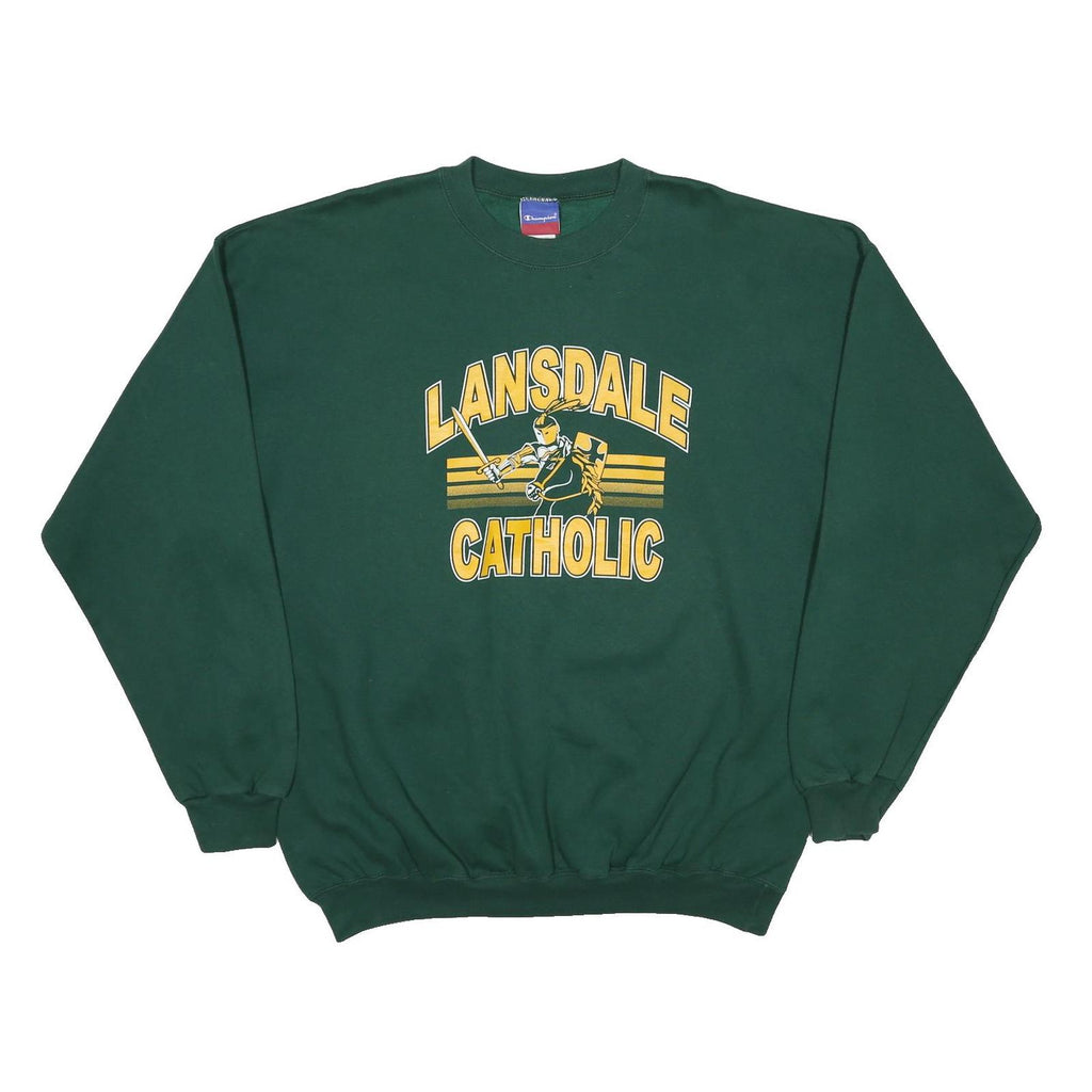 CHAMPION Mens Green Lansdale Catholic Crew Neck XL Cotton Blend Sweatshirt