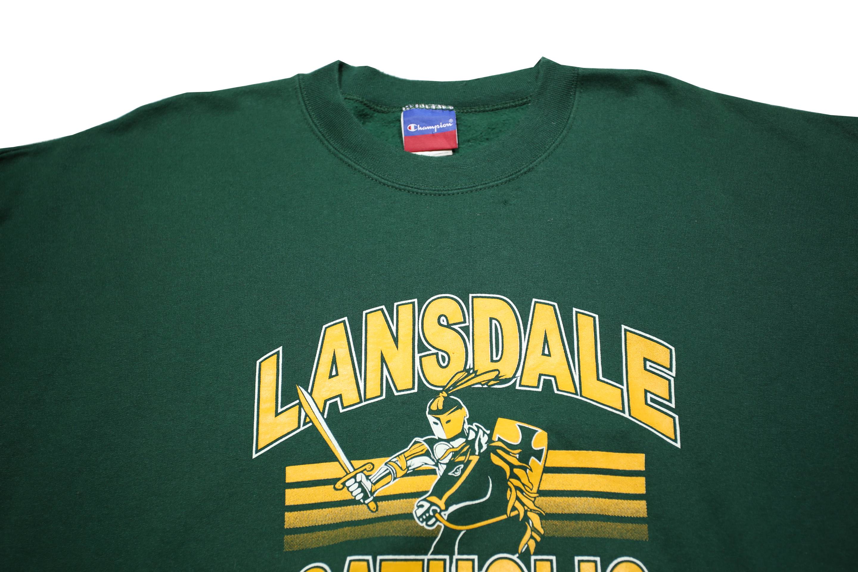 CHAMPION Mens Green Lansdale Catholic Crew Neck XL Cotton Blend Sweatshirt