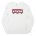 LEVI'S Mens White S Crew Neck Cotton Blend Pullover Sweatshirt