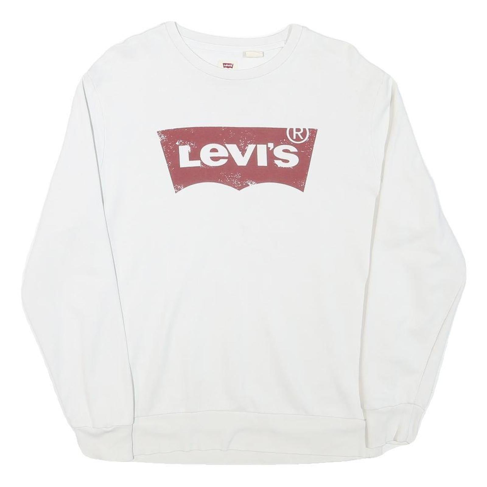 LEVI'S Mens White S Crew Neck Cotton Blend Pullover Sweatshirt