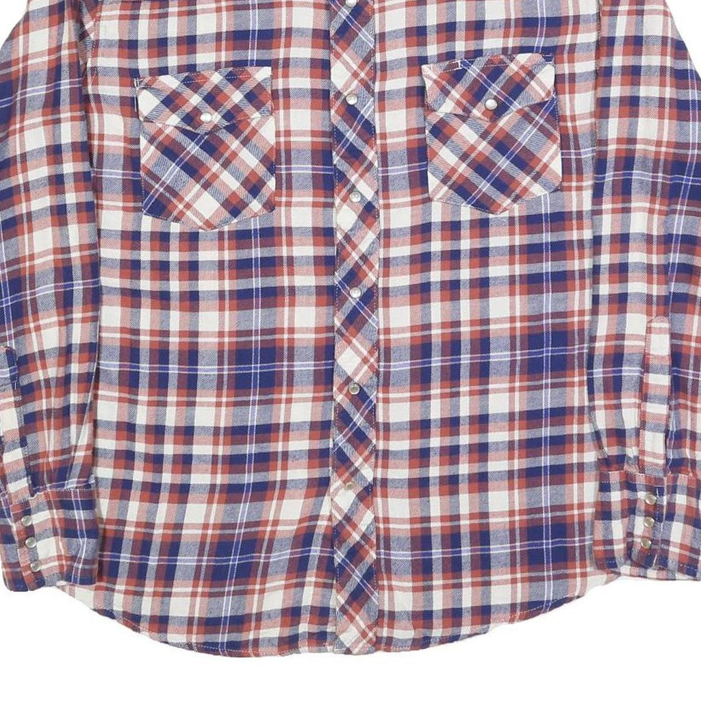 WRANGLER Mens Blue & Red Plaid Shirt L Cotton Blend Long Sleeve Casual Western