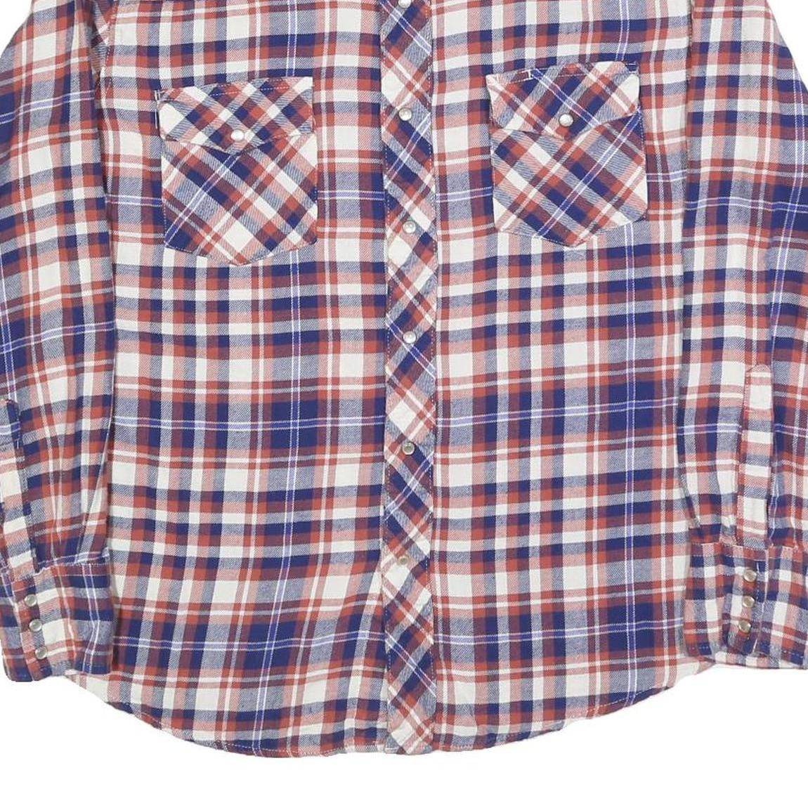 WRANGLER Mens Blue & Red Plaid Shirt L Cotton Blend Long Sleeve Casual Western