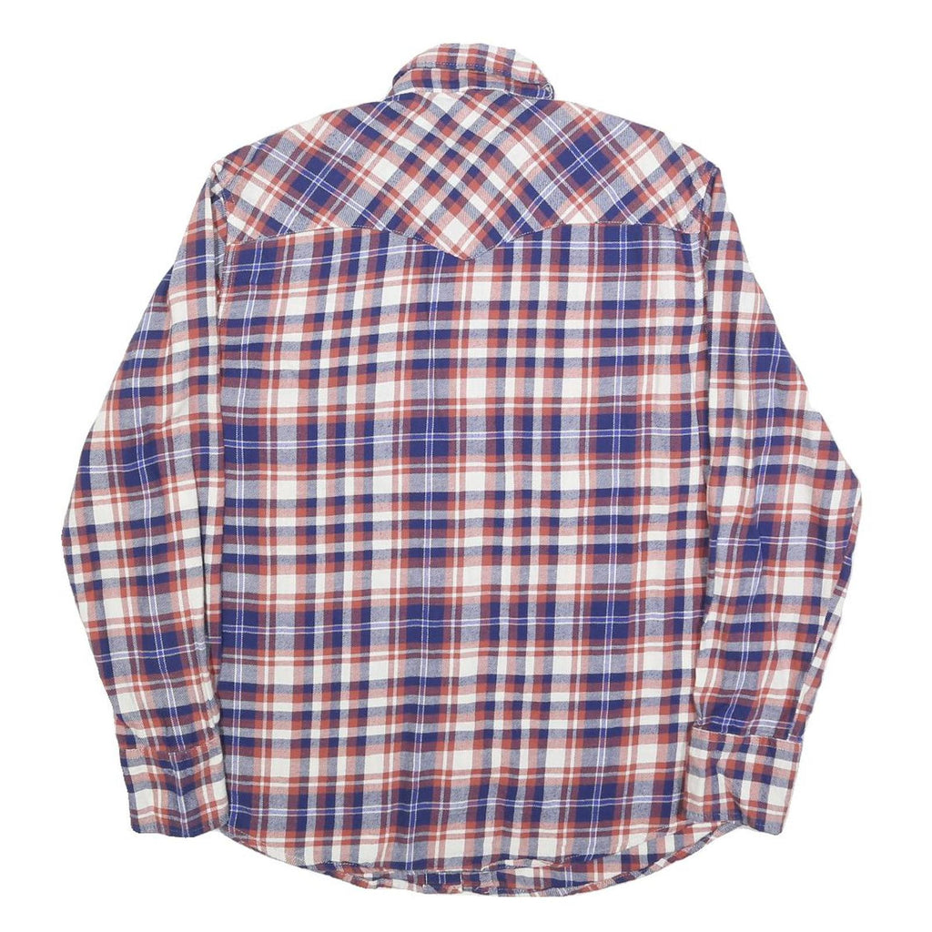 WRANGLER Mens Blue & Red Plaid Shirt L Cotton Blend Long Sleeve Casual Western