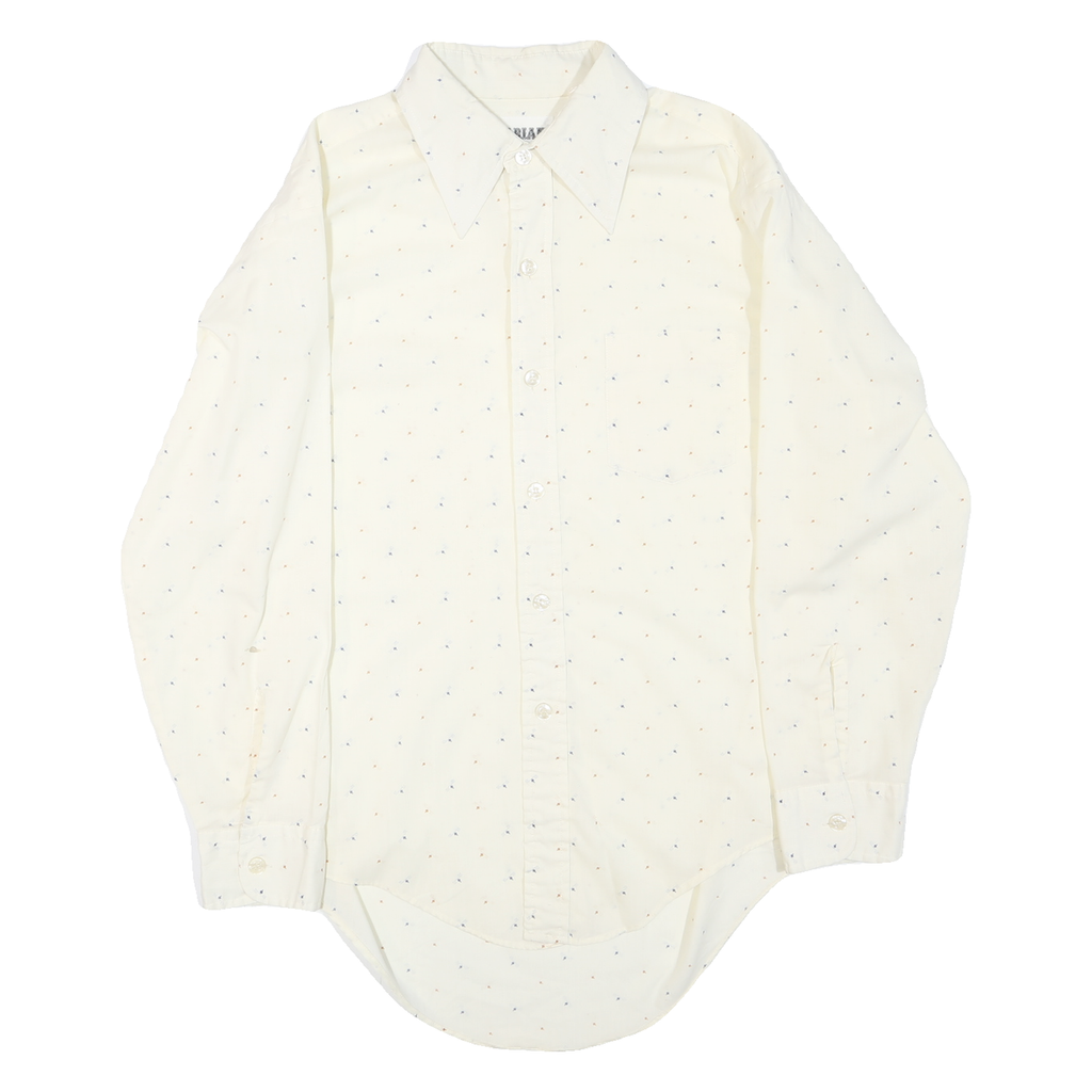 PARIANI Mens Cream Shirt L Polyester Blend Smart Casual Long Sleeve Button