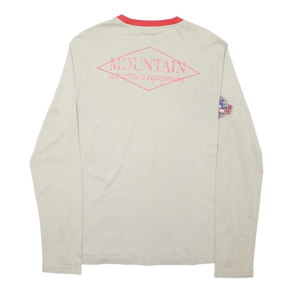 FILA Mens Beige Red Wyoming Mountains Adventure Equipment T-Shirt S Long Sleeve