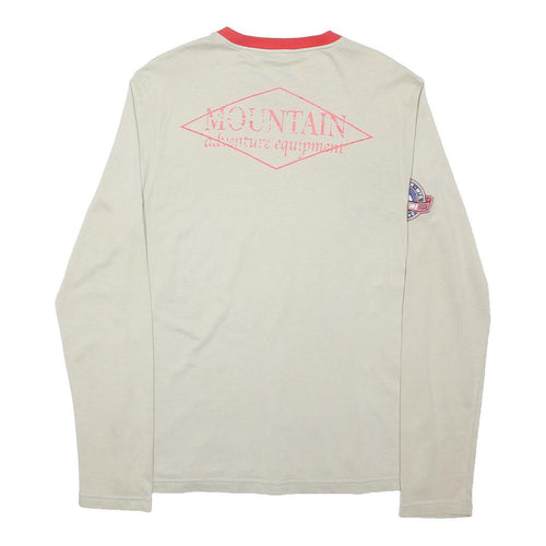 FILA Mens Beige Red Wyoming Mountains Adventure Equipment T-Shirt S Long Sleeve