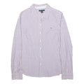 TOMMY HILFIGER Womens Purple & White Striped Shirt M Formal Cotton Blend