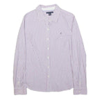TOMMY HILFIGER Womens Purple & White Striped Shirt M Formal Cotton Blend