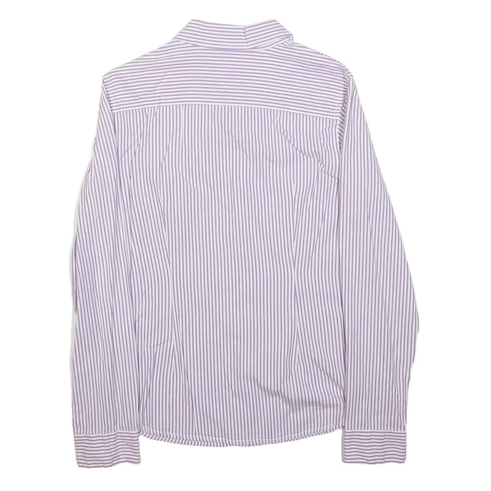 TOMMY HILFIGER Womens Purple & White Striped Shirt M Formal Cotton Blend
