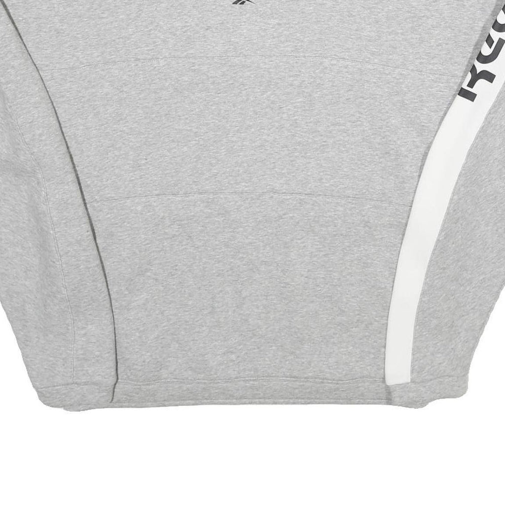 REEBOK Womens Grey & White Sweatshirt Crew Neck L Cotton Blend Pullover