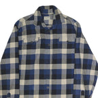 JACHS Mens Blue Black Cream Check Shirt L Cotton Blend Casual Button-Up