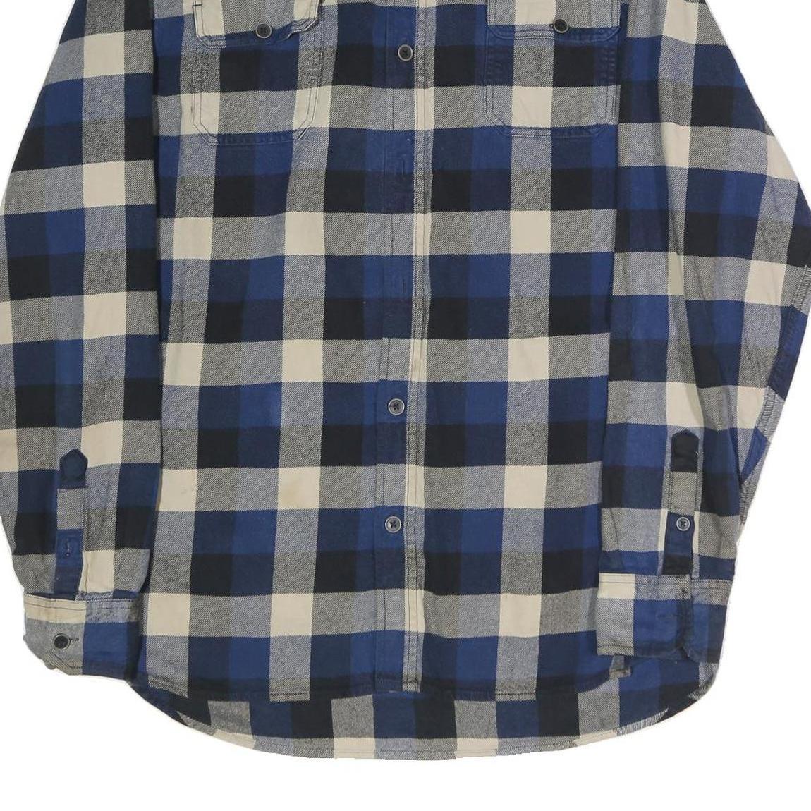JACHS Mens Blue Black Cream Check Shirt L Cotton Blend Casual Button-Up