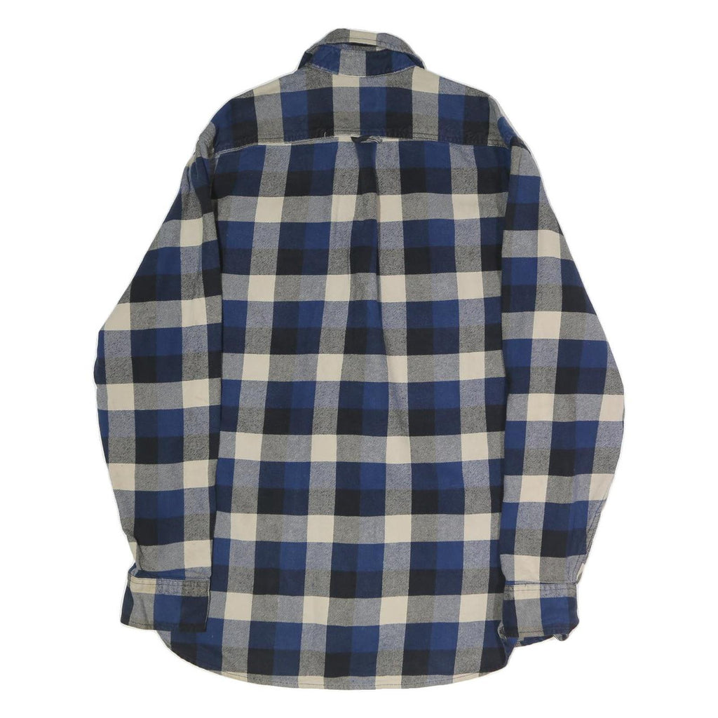 JACHS Mens Blue Black Cream Check Shirt L Cotton Blend Casual Button-Up