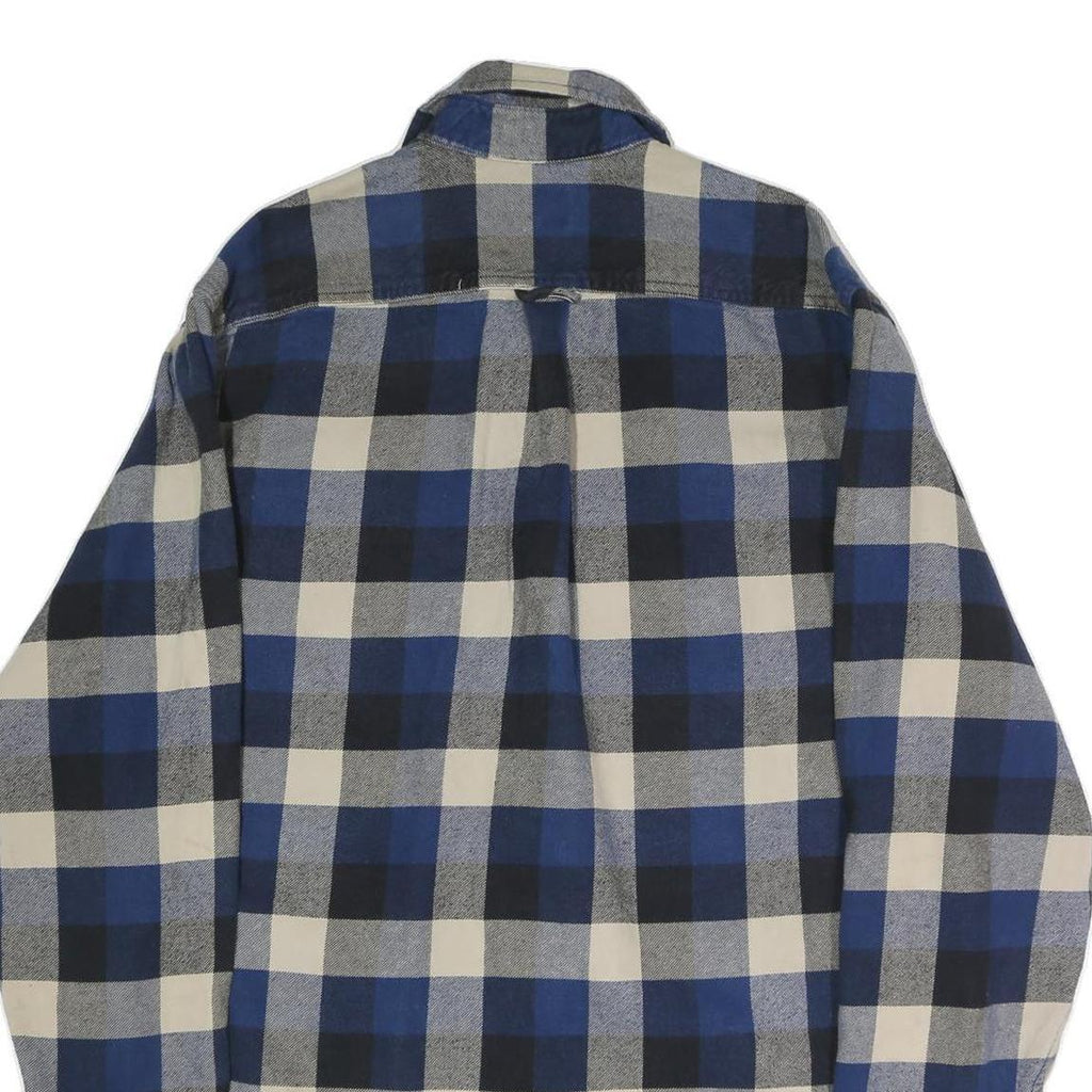 JACHS Mens Blue Black Cream Check Shirt L Cotton Blend Casual Button-Up