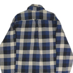 JACHS Mens Blue Black Cream Check Shirt L Cotton Blend Casual Button-Up