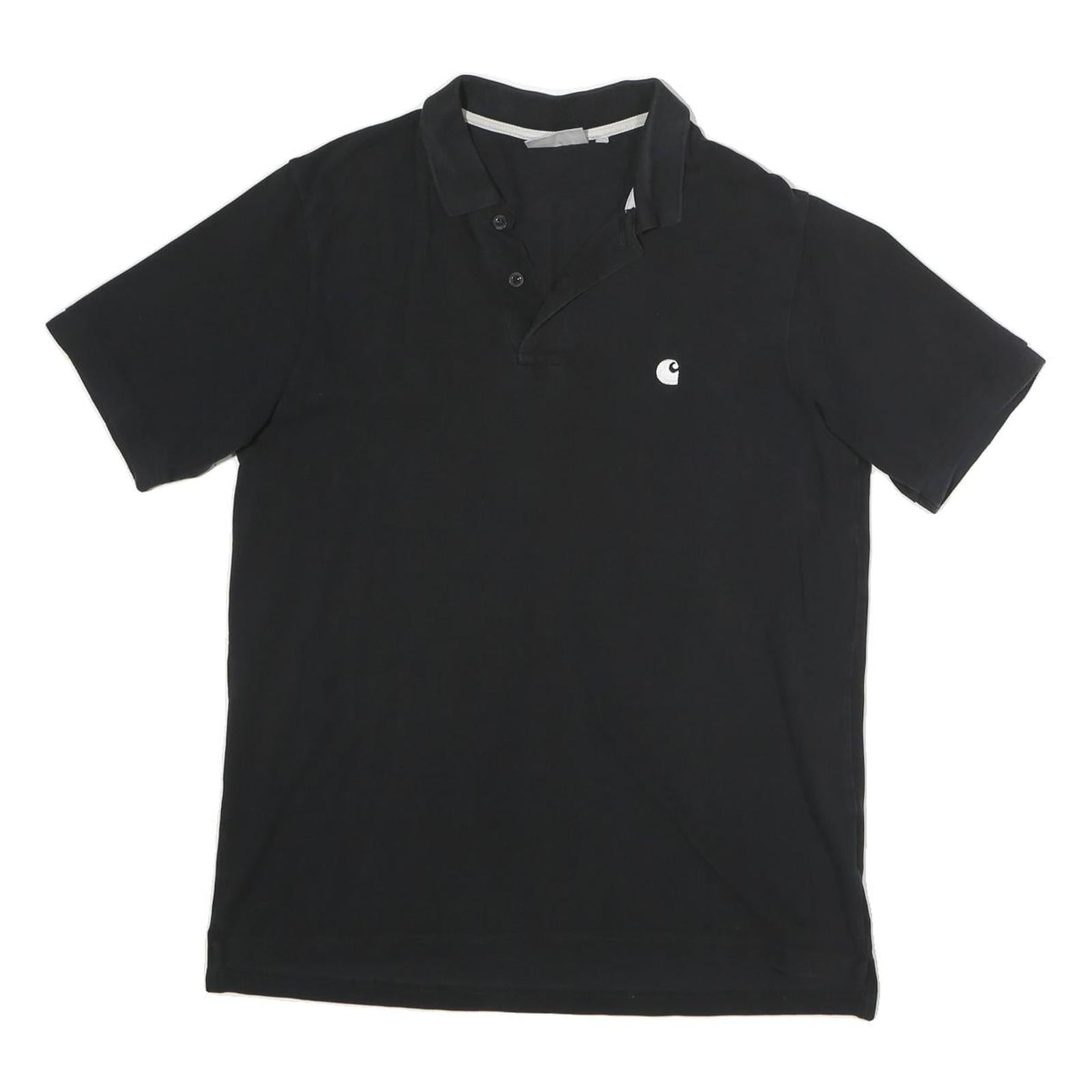 CARHARTT Mens Black Short Sleeve Plain S Cotton Polo Shirt Classic Fit