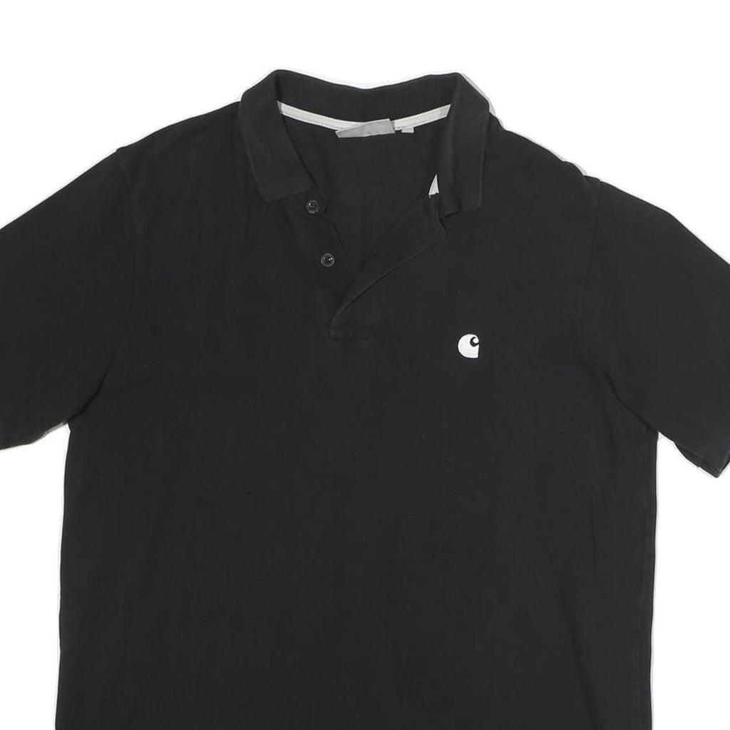 CARHARTT Mens Black Short Sleeve Plain S Cotton Polo Shirt Classic Fit