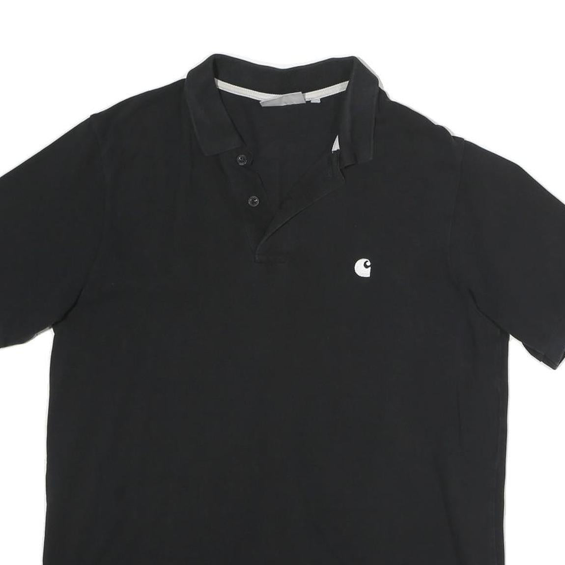 CARHARTT Mens Black Short Sleeve Plain S Cotton Polo Shirt Classic Fit