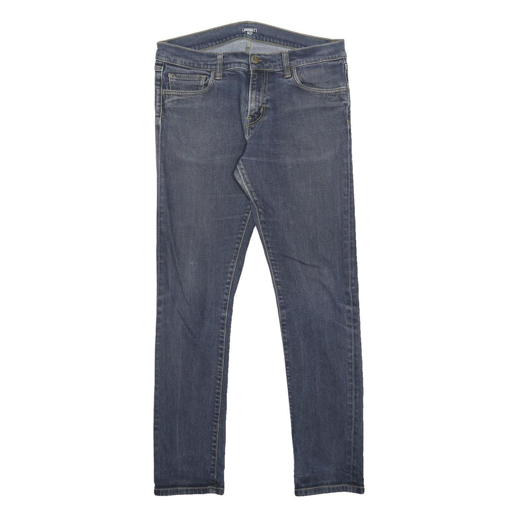 CARHARTT WIP Mens Slim Blue Denim Jeans W32 L32 Zip Pockets Casual Wear