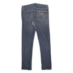 CARHARTT WIP Mens Slim Blue Denim Jeans W32 L32 Zip Pockets Casual Wear