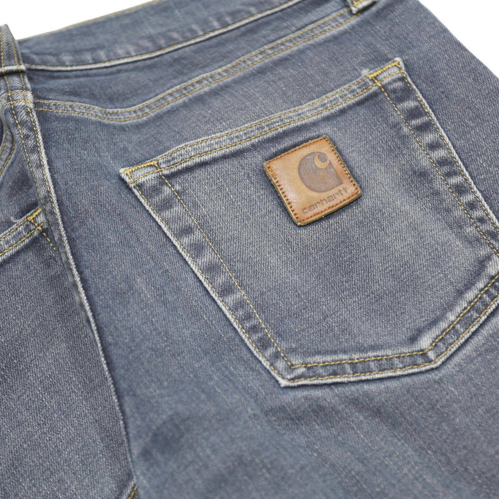 CARHARTT WIP Mens Slim Blue Denim Jeans W32 L32 Zip Pockets Casual Wear