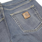 CARHARTT WIP Mens Slim Blue Denim Jeans W32 L32 Zip Pockets Casual Wear