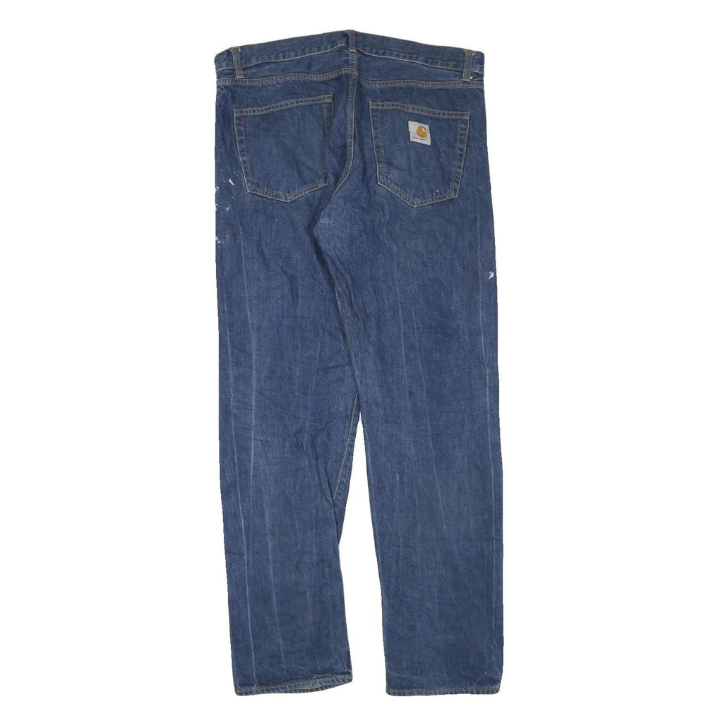 CARHARTT Mens Regular Fit Blue Denim Jeans W34 L32 Classic Zip Closure Workwear